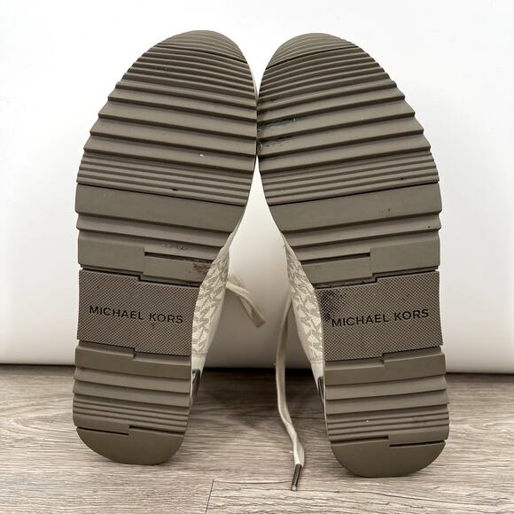 MICHAEL KORS Womens Allie Monogram Lace Up Logo Fashion Sneakers Vanilla - Sz 7 - Picture 11 of 12